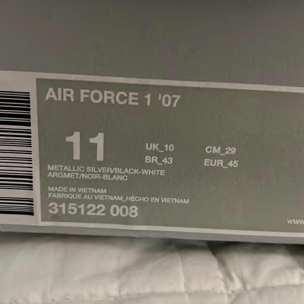 Nike Air Force 1 metallic silver white & black
